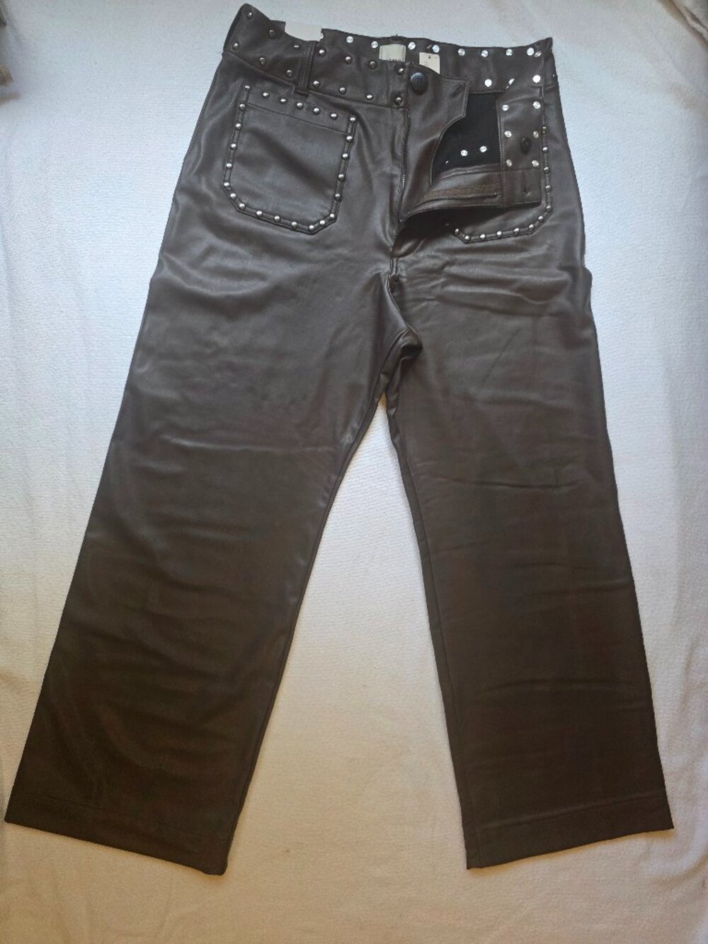NWT Anthropologie Maeve - The Colette Studded Faux Leather Full Length Pants